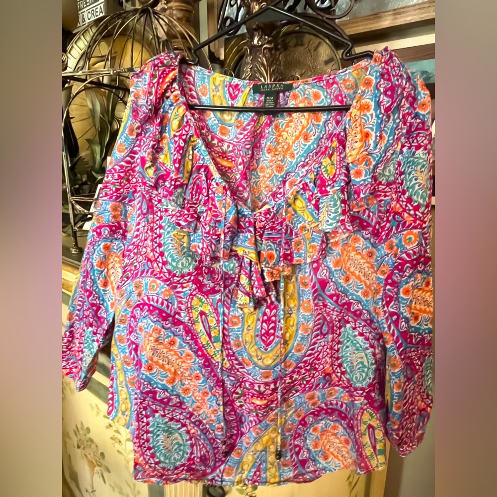 Ralph Lauren multicolored blouse. Like NEW only worn one time.